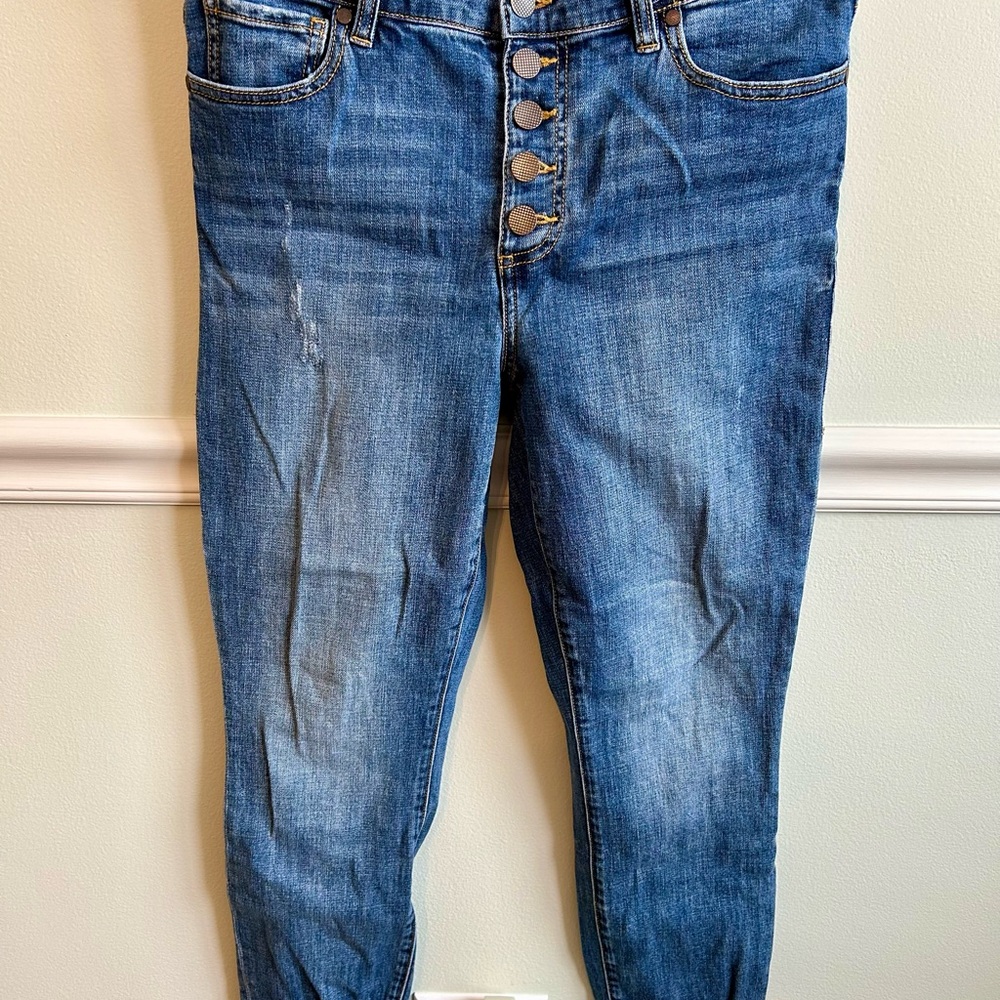 CAbi Medium Blue Skinny Button-Fly Jeans